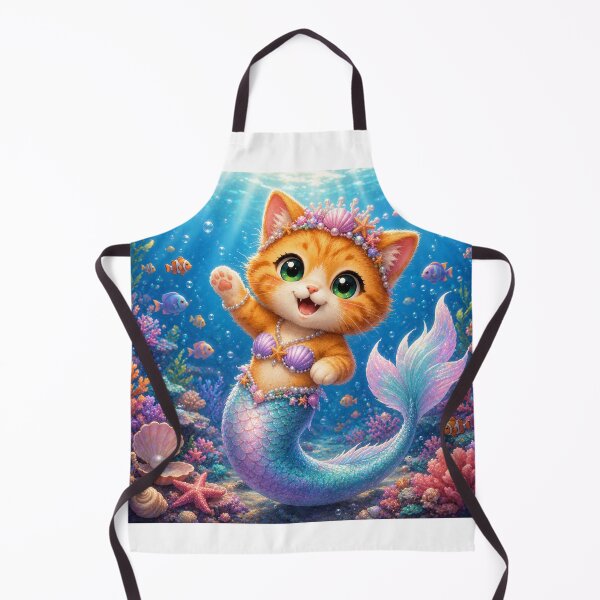 Item preview, Cute Mermaid Cat Kitten Exploring Underwater Coral Reef designed and sold by Moody Vibes Studio.