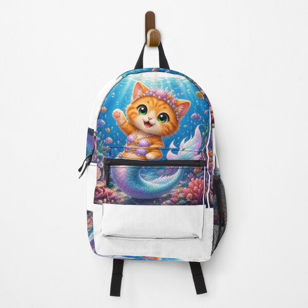 Item preview, Cute Mermaid Cat Kitten Exploring Underwater Coral Reef designed and sold by Moody Vibes Studio.