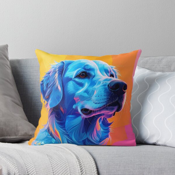 Item preview, Golden retriever portrait colorful pop art dog painting vibrant pet wall art home decor print designed and sold by icemanphotos.