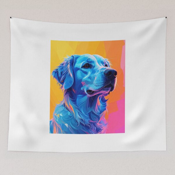 Item preview, Golden retriever portrait colorful pop art dog painting vibrant pet wall art home decor print designed and sold by icemanphotos.