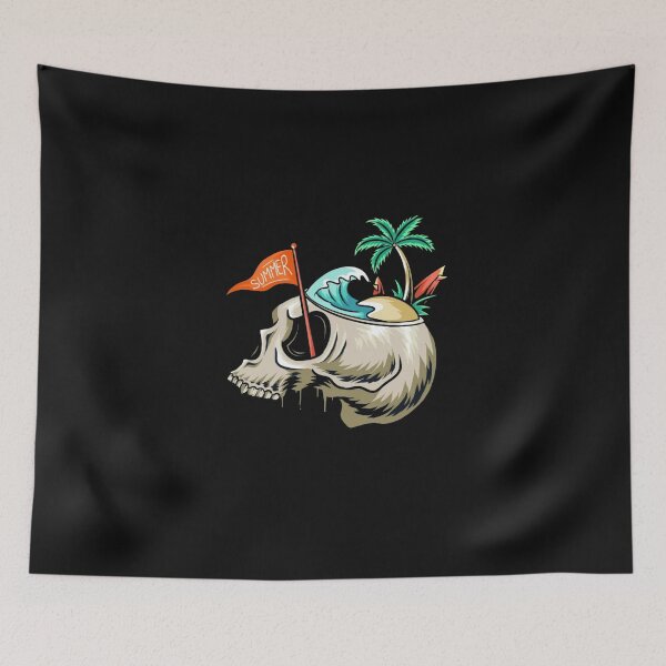 Item preview, Surf Skull Beach Sunset Summer Ocean designed and sold by Gbriel3.