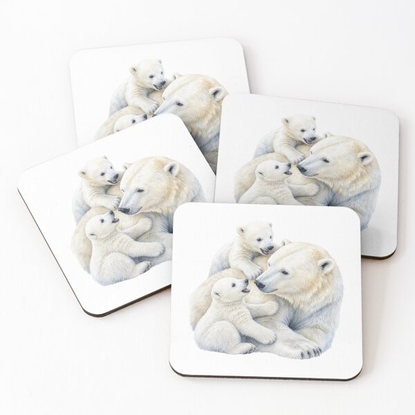Item preview, Polar Bear Mom and Cubs Illustration - Watercolor Nursery Art designed and sold by PAPIRO SIGLO XXI.