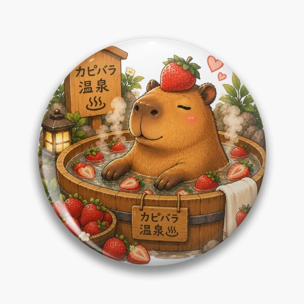Item preview, Capybara in Strawberry Bath – Funny Onsen Meme Art designed and sold by SMARTKIT  DESIGNAGENCY.
