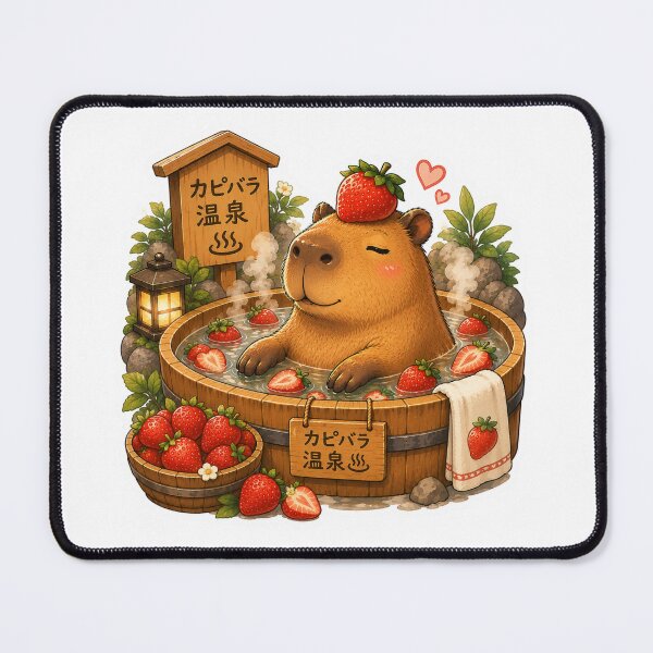 Item preview, Capybara in Strawberry Bath – Funny Onsen Meme Art designed and sold by SMARTKIT  DESIGNAGENCY.