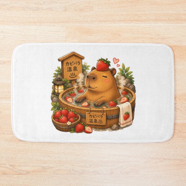 Item preview, Capybara in Strawberry Bath – Funny Onsen Meme Art designed and sold by SMARTKIT  DESIGNAGENCY.