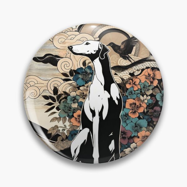 Item preview, GALOGO - Ukiyo-e Suibokuga Greyhounds - Vol. III Floral Contemporary Collection - Garden of Echoes designed and sold by GALOGO – Art for Sighthounds & Animal Welfare.