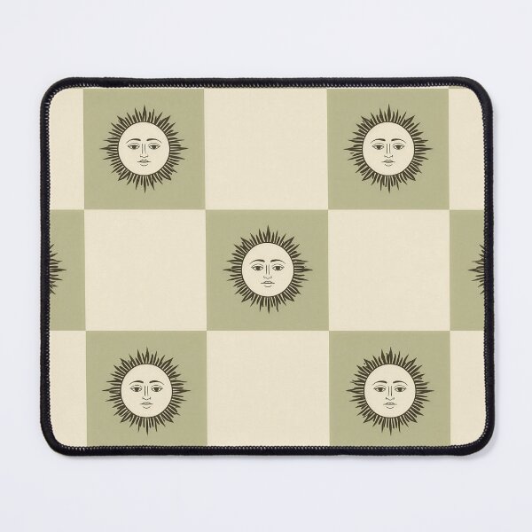 Item preview, Vintage Sun Face Checkerboard — Retro Celestial Sage Green Pattern designed and sold by Lily-and-Lyle.