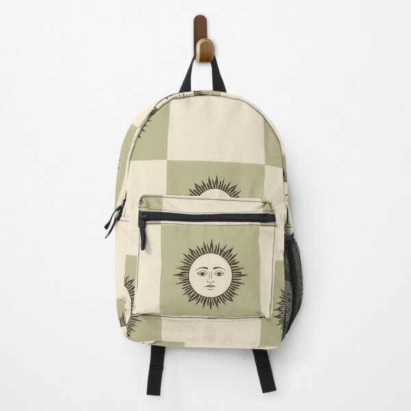 Item preview, Vintage Sun Face Checkerboard — Retro Celestial Sage Green Pattern designed and sold by Lily-and-Lyle.