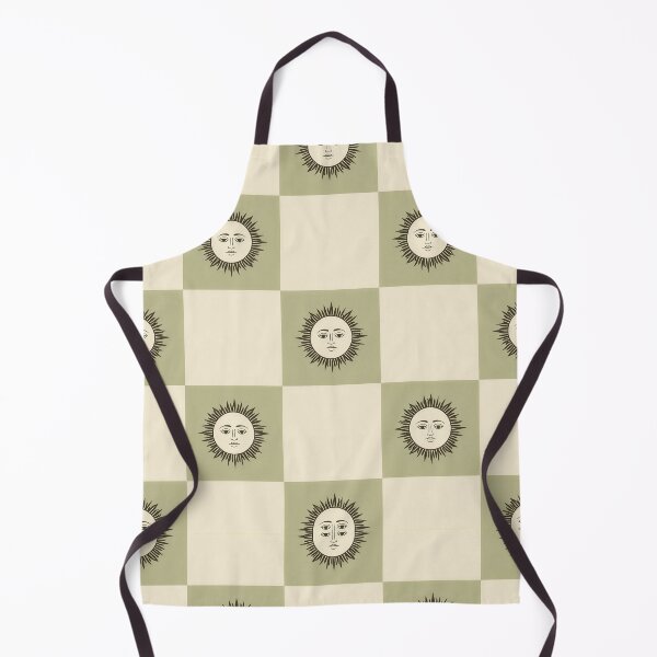 Item preview, Vintage Sun Face Checkerboard — Retro Celestial Sage Green Pattern designed and sold by Lily-and-Lyle.