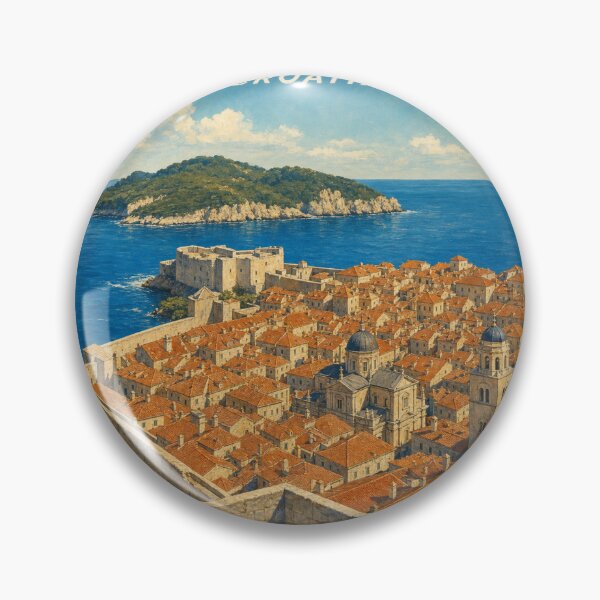 Item preview, Dubrovnik Croatia Travel Souvenir - Vintage Illustration designed and sold by VisualArtsOasis.