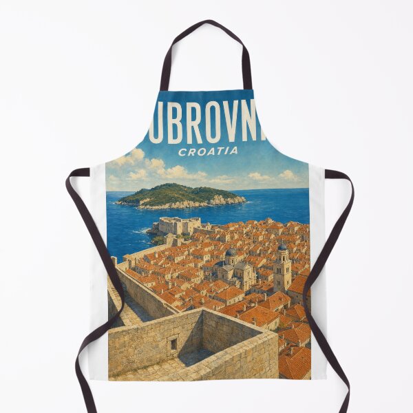 Artikelvorschau, Dubrovnik Kroatien Reisesouvenir – Vintage-Illustration entworfen und verkauft von VisualArtsOasis.
