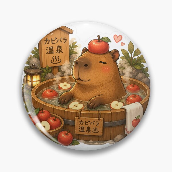 Item preview, Capybara in Apple Bath – Funny Onsen Meme Art designed and sold by SMARTKIT  DESIGNAGENCY.