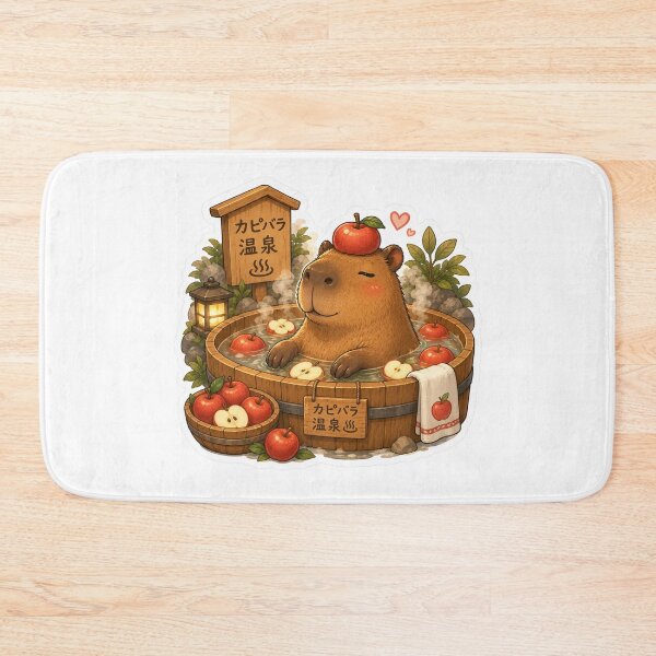 Item preview, Capybara in Apple Bath – Funny Onsen Meme Art designed and sold by SMARTKIT  DESIGNAGENCY.