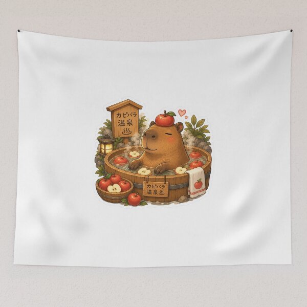 Item preview, Capybara in Apple Bath – Funny Onsen Meme Art designed and sold by SMARTKIT  DESIGNAGENCY.