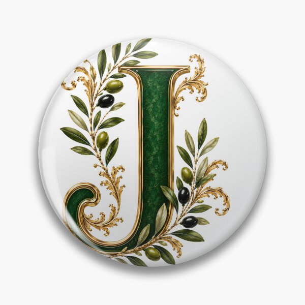 Item preview, Elegant Letter J Monogram with Olive Branches & Gold Botanical Design | Luxury Green Floral Initial designed and sold by MoodLay.