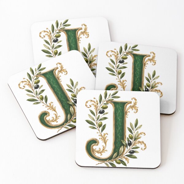 Item preview, Elegant Letter J Monogram with Olive Branches & Gold Botanical Design | Luxury Green Floral Initial designed and sold by MoodLay.