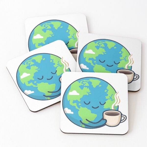 Item preview, Coffee Makes the World Smile – Cute Kawaii Earth & Coffee Design designed and sold by KAM-KAM-STORE.