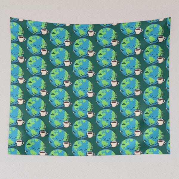 Item preview, Coffee Makes the World Smile – Cute Kawaii Earth & Coffee Design designed and sold by KAM-KAM-STORE.