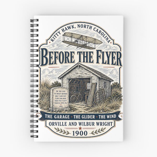 Item preview, Before the Flyer – Kitty Hawk Orville and Wilbur Wright Garage Memorial designed and sold by Past in Threads.