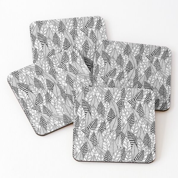 Item preview, Black and White Geometric Leaf Pattern designed and sold by GTeoArt.