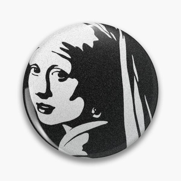 Item preview, Girl With A Pearl Earring Black White Silhouette Art Sticker designed and sold by Bloomarie Art.