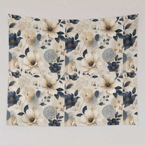 Item preview, Navy Floral Pattern – Boho Botanical Design designed and sold by SMARTKIT  DESIGNAGENCY.