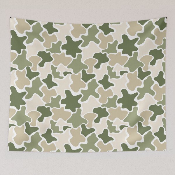 Item preview, White, Green and Beige Camouflage Pattern designed and sold by TeeGeeTees.