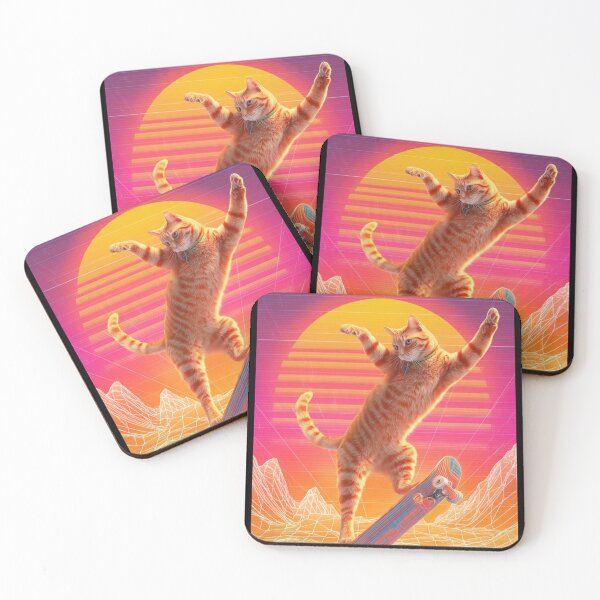 Item preview, Retro Synthwave Ginger Cat Riding Skateboard designed and sold by Moody Vibes Studio.