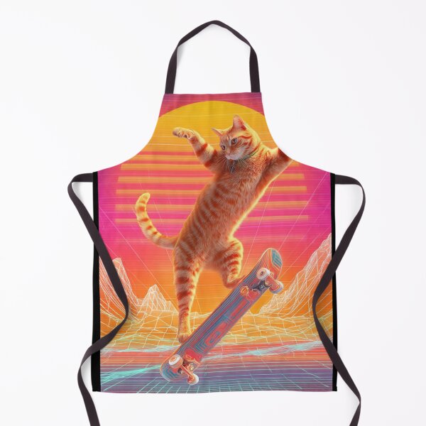 Item preview, Retro Synthwave Ginger Cat Riding Skateboard designed and sold by Moody Vibes Studio.
