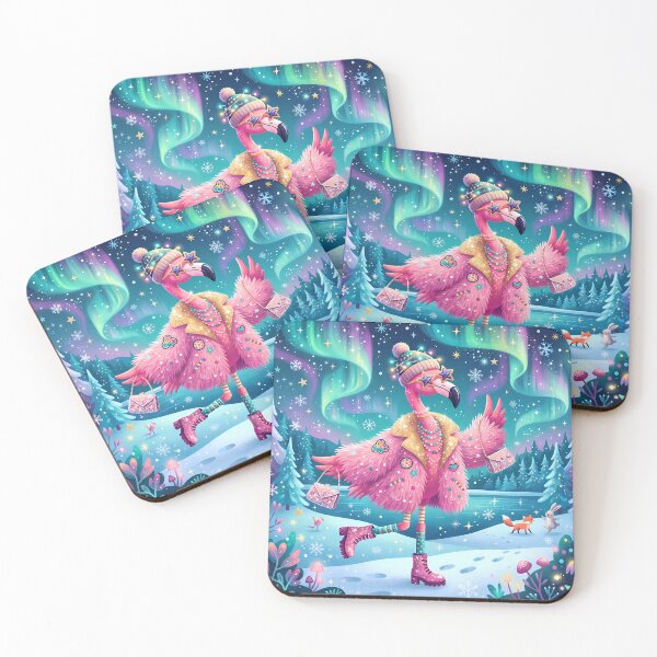 Item preview, Pink Flamingo Moon Mushrooms Snow Winter Vibes designed and sold by ART ATTACK ZONE.