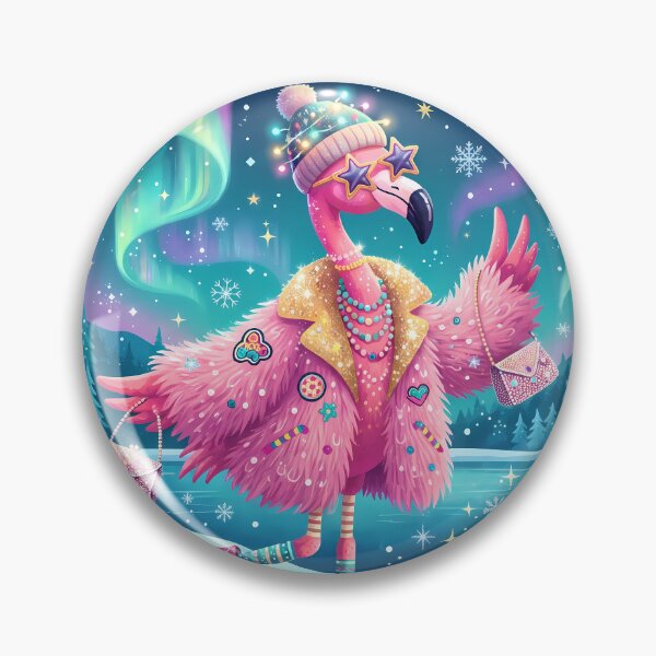 Item preview, Pink Flamingo Moon Mushrooms Snow Winter Vibes designed and sold by ART ATTACK ZONE.