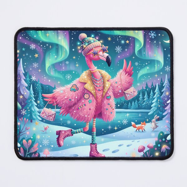 Item preview, Pink Flamingo Moon Mushrooms Snow Winter Vibes designed and sold by ART ATTACK ZONE.