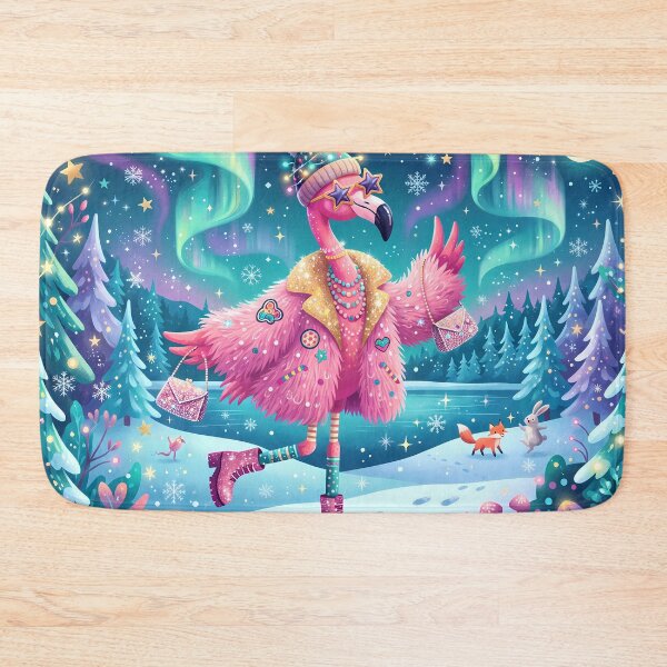 Item preview, Pink Flamingo Moon Mushrooms Snow Winter Vibes designed and sold by ART ATTACK ZONE.