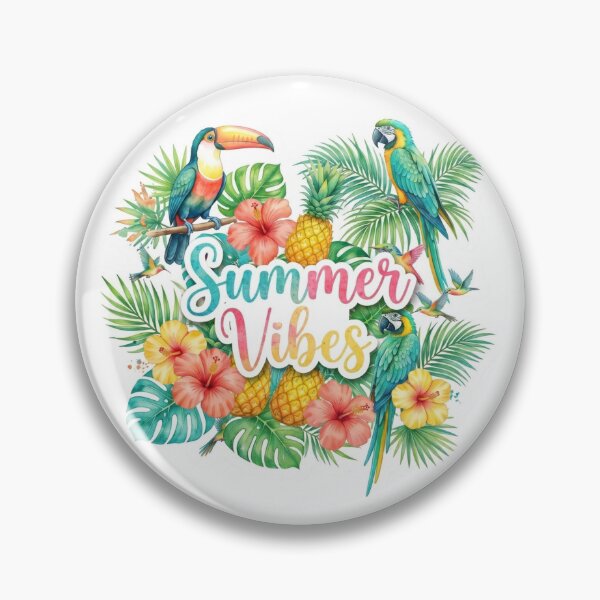 Item preview, Vibrant Macaw and Toucan Summer Paradise Illustration designed and sold by The Sticker Treasury.