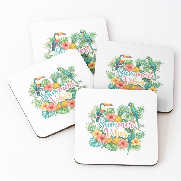 Item preview, Vibrant Macaw and Toucan Summer Paradise Illustration designed and sold by The Sticker Treasury.