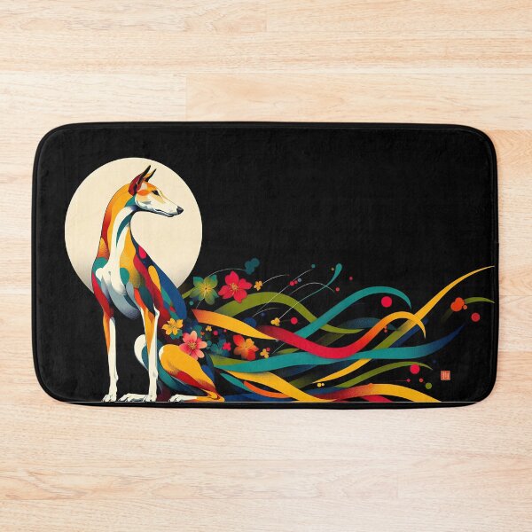 Item preview, GALOGO - Ukiyo-e Suibokuga Greyhounds - Vol. III Floral Contemporary Collection - Moonlight Reverie designed and sold by GALOGO – Art for Sighthounds & Animal Welfare.