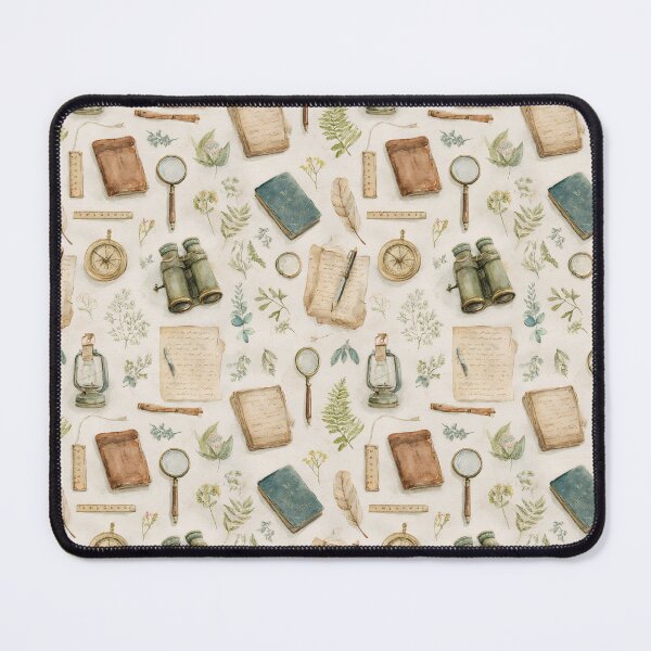 Item preview, Vintage Naturalist Explorer Pattern | Watercolor Botanical Books, Compass & Magnifying Glass designed and sold by Bound for Wonder.