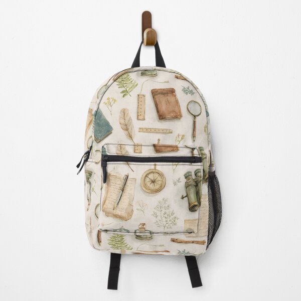 Item preview, Vintage Naturalist Explorer Pattern | Watercolor Botanical Books, Compass & Magnifying Glass designed and sold by Bound for Wonder.