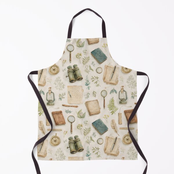 Item preview, Vintage Naturalist Explorer Pattern | Watercolor Botanical Books, Compass & Magnifying Glass designed and sold by Bound for Wonder.