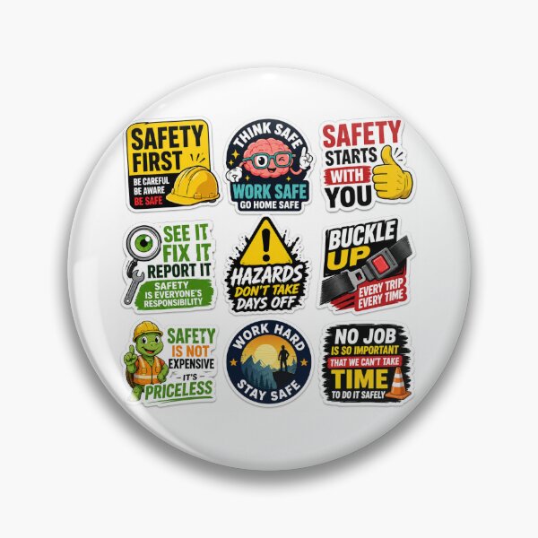Item preview, Think Safe, Work Safe – Vibrant Workplace Safety Sticker designed and sold by vinothmech53.