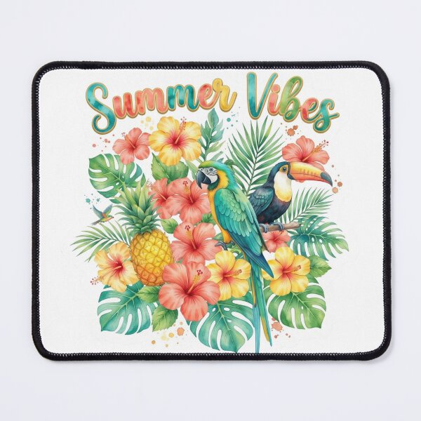 Item preview, Tropical Island Summer Vibes Parrot Floral Design designed and sold by The Sticker Treasury.