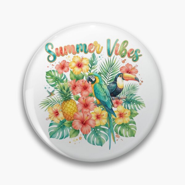Item preview, Tropical Island Summer Vibes Parrot Floral Design designed and sold by The Sticker Treasury.
