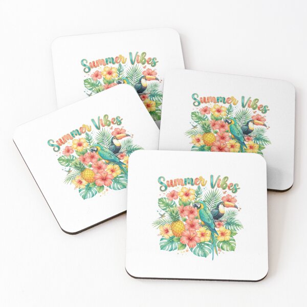 Item preview, Tropical Island Summer Vibes Parrot Floral Design designed and sold by The Sticker Treasury.