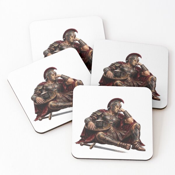 Item preview, Surviving the Daily Battle Stoic Roman Soldier Coffee Break designed and sold by Northern Glow Art.