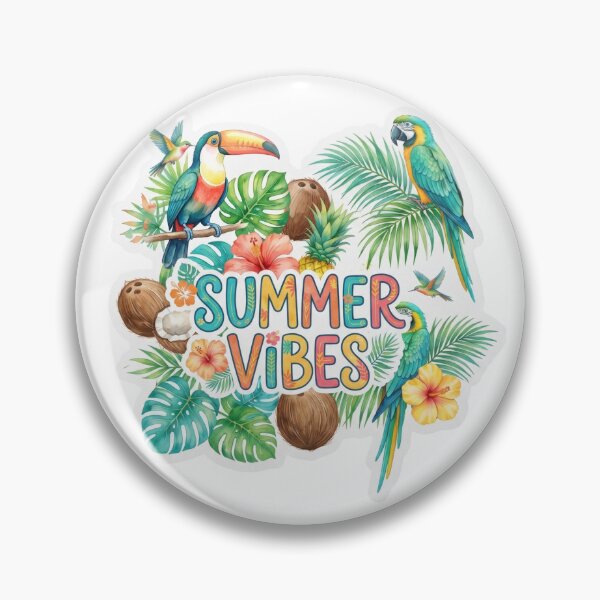 Item preview, Tropical Coconut and Parrot Summer Vibes Watercolor designed and sold by The Sticker Treasury.