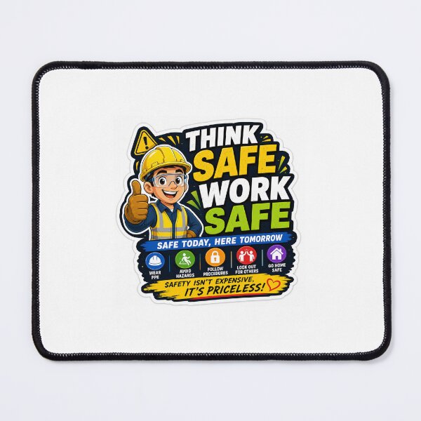 Item preview, Think Safe, Work Safe | Vibrant Workplace Safety Sticker designed and sold by vinothmech53.