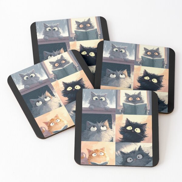 Item preview, Funny Fluffy Cats Expression Comic Panel Art designed and sold by Moody Vibes Studio.