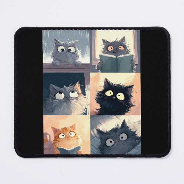 Item preview, Funny Fluffy Cats Expression Comic Panel Art designed and sold by Moody Vibes Studio.