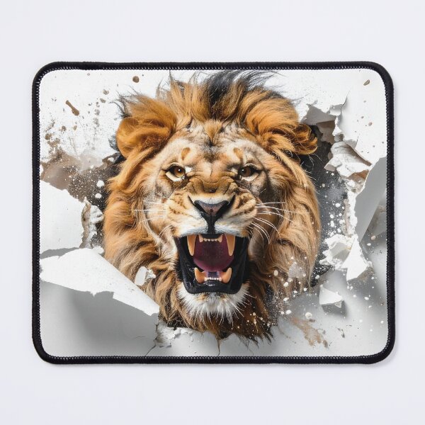 Item preview, Lion bursting through paper AI designed and sold by DragonwingPixel.