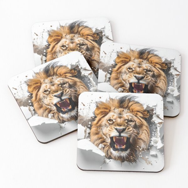 Item preview, Lion bursting through paper AI designed and sold by DragonwingPixel.